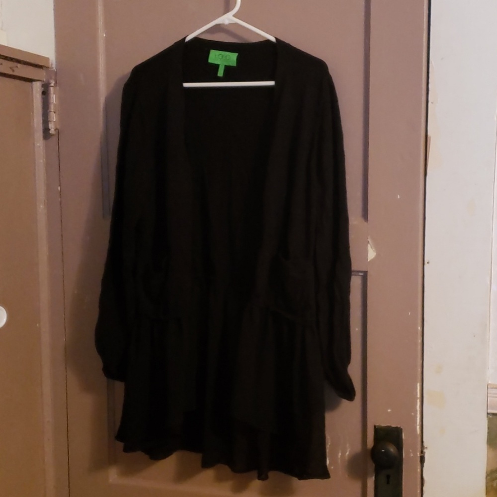 Black long sleeve cardigan with sheer black